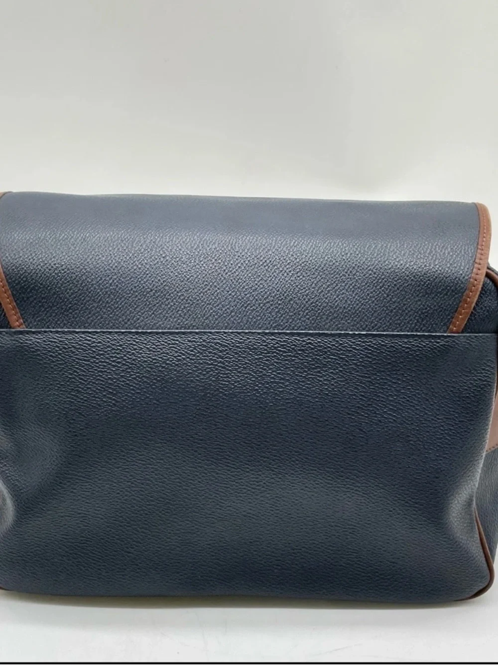 Burberry Navy and Brown Leather Trim Messenger Bag - Picture 4 of 10